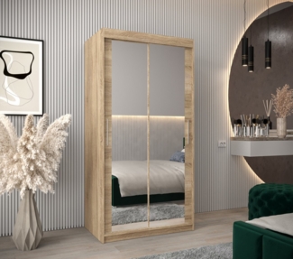 MOEBLO Schiebetürenschrank TORM 3 (Schrank mit Spiegel, mit/ ohne Schubladen, Schwebetürenschrank Schrank Garderobe Schiebtüren Schlafzimmer Wohnzimmerschrank) (BxHxT):100/120/150/180/200/250x200x62 cm