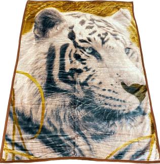 Almina Decke 200x240cm 2 Personen Weißer Tiger Tagesdecke Kuscheldecke Wohndecke Fleecedecke Bettdecke Motiv 4