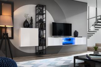 Hängende Wohnwand Switch M6 in Weiß und Schwarz 270 x 176 cm 3-teilig