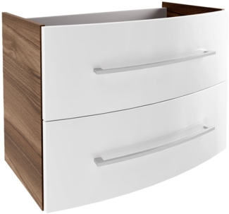 Fackelmann VERONA Waschbeckenunterschrank 79,4 cm breit, Braun Dunkel/Weiß Hochglanz