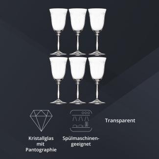 Peill+Putzler Germany 6er Set Rotweinkelche, 350 ml Volumen, mit Pantographie, Kristallgläser mit einem eleganten Design, Weingläser für Wasser, Saft & Cocktail, Trinkgläser