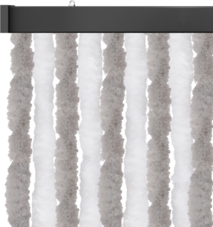Flauschvorhang 160x200 cm in Unistreifen hellgrau - weiß, perfekter Insekten- und Sichtschutz für Ihre Balkon- und Terrassentür, viele Farben