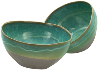 CreaTable Schale Basalt Bio Oliv Poke Bowl 2-tlg, Steinzeug, (Set, 2-tlg)