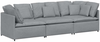 vidaXL Modulares Sofa mit Kissen Stoff Hellgrau 3321267