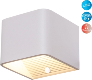 näve LED Wandleuchte Cube, Bewegungsmelder, Ein-/Ausschalter, Memoryfunktion, USB-Ladefunktion, LED fest integriert, Warmweiß, Akku, magnetisch, Bewegungssensor, Memory, USB-C, Kippschalter
