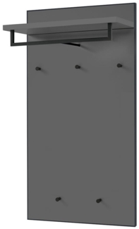 Garderobenpaneel Utrecht / Unica , Holzwerkstoff , Grau, Schwarz , 60 x 190 x 27 cm