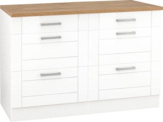 KOCHSTATION Unterschrank KS-Tinnum 120 cm breit, Metallgriffe, MDF Fronten, mit 2 Schubkästen