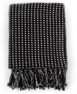 Überwurf Baumwolle, Wohndecke Kariert 125x150 cm Schwarz