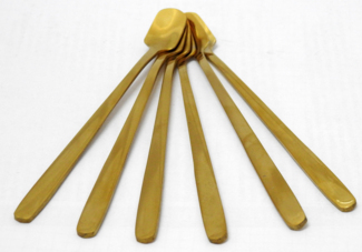 6x Stück Latte Macchiato Capuccino Löffel Set Edelstahl Modern Dessert Löffel, gold