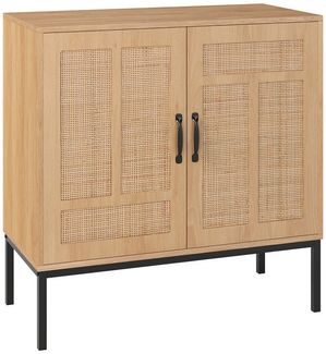 COSTWAY Sideboard, Küchenschrank Rattan mit verstellbarem Regal