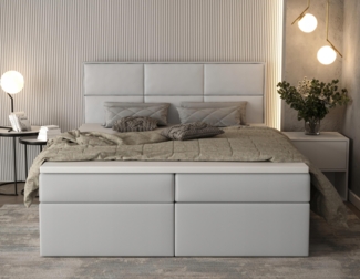 AX LIVING Gallese 140x200 Boxspringbett creme Kunstleder Bettkasten