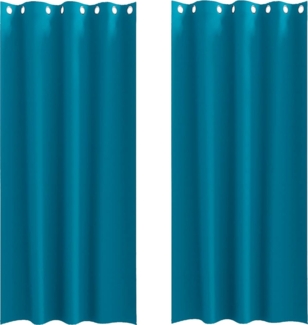 vidaXL Vorhänge mit Vorhängen 2 pcs Türkis Polyester 4107422