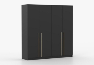 imoebel24 Drehtürenschrank ROSA 4D 200 cm - Schwarz / Gold