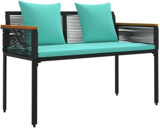 vidaXL Bank Outdoor Schwarz und Türkis 117 x 54 x 74,5 cm Poly-Rattan 42025242