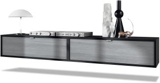 2er-Set TV Board Lana 100, Lowboards je 100 x 29 x 37 cm mit viel Stauraum, Korpus in Schwarz matt, Fronten in Avola-Anthrazit