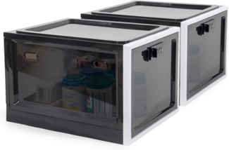 Zedelmaier Aufbewahrungsbox Aufbewahrungsbox abschließbar, faltbar für Medikamente und mehr (2 St, STOS1), stapelbar, für Handys, Süßigkeiten, Snack, Persönlicher Safe