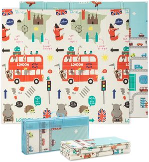 Babify Spielteppich Krabbeldecke für Babys, Dicke 1,5 cm, faltbar, rutschfest, wendbar, wasserdicht, tragbar, doppelseitig, für Kleinkinder und Babys, 180 x 200 x 150 cm