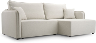 Selsey 'Kassian' Ecksofa mit Schlaffunktion und Bettkasten, cremefarben, rechts