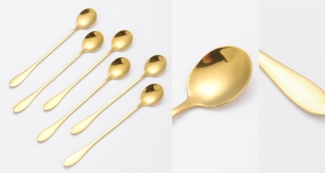 6er Set Latte Macchiato Cocktaillöffel Longdrinklöffel Löffel L 20cm CF1006 Gold