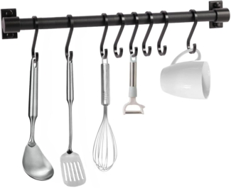 ZEUOPQ Hakenleiste Selbstklebender Küchenhakenhalter mit 6 beweglichen Haken, (kein Bohren erforderlich, geeignet für Küche, Bad und Schlafzimmer)