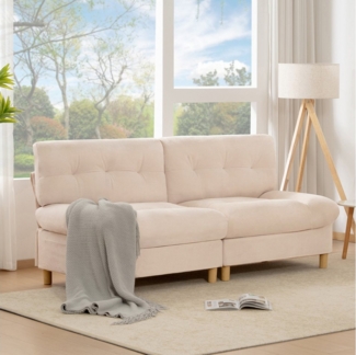 OKWISH Sofa Luxuriöses Sofa,Teddy-Samtstoff,Polstersofa, Luxuriöses 2-Sitzer Wolken-Sofa aus Teddy-Samtstoff – Ergonomisches Design, Praktische Aufbewahrungstaschen, Große Sitzkissen – Modernes Sofa für Wohnzimmer & Schlafzimmer, 201 x 85 x 90 cm, mit Relax...