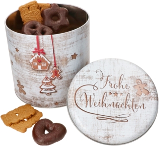 Gebäckdose Frohe Weihnachten rund H20,3cm Metall Plätzchenbox Weihnachtskekse