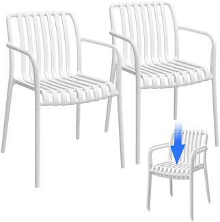 STEELSØN 'Pincoya' Gartenstuhl, weiß, Kunststoff, wetterfest und UV-beständig, Balkonstuhl stapelbar, bis 120 kg belastbar, 2er Set