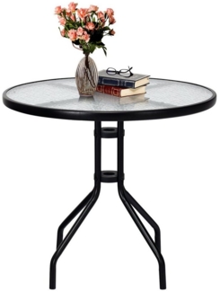 COSTWAY Gartentisch, Bistrotisch Glas, mit Schirmloch