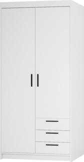 AX LIVING Storicos 2D3S Kleiderschrank Weiß mit schubladen 89,7 cm