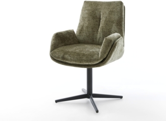 Drehstuhl Clea-Flex Chenille Olive Fußkreuz Schwarz 360° drehbar