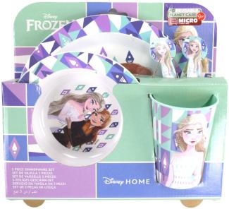 Kunststoff Kindergeschirr Set Motiv (5 tlg.) Schüssel, Teller, Becher & Besteck Disney Frozen