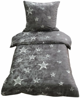 Leonado Vicenti Bettwäsche Mikrofaser Sterne 135x200 cm 155x200 cm 155x220 cm Allergikergeeignet, Microfaser, 2 teilig, Grau Gestreift Sterne Galaxy