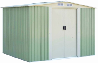 Gerätehaus Gartenhaus Lagerschuppen Geräteschuppen mit Schiebetür Grün Metall 205 x 257 x 175,5 cm