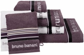 Bruno Banani Handtuch Set Maja, 1 Duschtuch, 2 Handtücher, 2 Gästehandtücher, 2 Waschhandschuhe, Walkfrottee (Set, 7-St), mit Bordüre und Markenlogo, 7 teiliges Handtücher Set, 100% Baumwolle