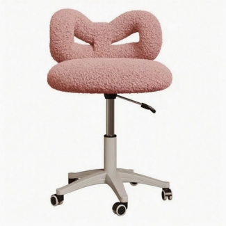 Rutaqian Drehstuhl Drehbarer Schminkstuhl mit Höhenverstellung,Plüschbezug und Schleife