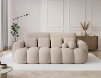 MOEBLO Schlafsofa Elvento, Sitzer Sofa mit Schlaffunktion & Komfortpolsterung – modernes Schlafsofa mit Bettkasten & Zierkissen, Couch Polstermöbel Sitzmöbel Wohnzimmermöbel 3-Sitzer-Sofa Stoffsofa, B 256 × H 105 × T 119 cm