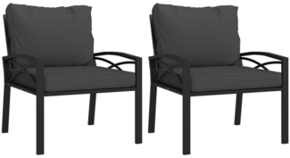 vidaXL Gartenstühle mit Grauen Kissen 2 Stk. 68x76x79 cm Stahl 362715