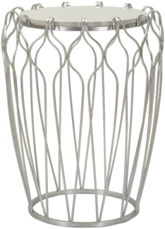 Dmora Wohnzimmertisch Castelli, Niedriger Wohnzimmertisch, Kaffeeregal, Couchtisch für Sofa, 48x48 h62 cm, Silber
