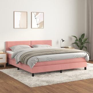 vidaXL Boxspringbett mit Matratze Rosa 160x200 cm Samt 3141256