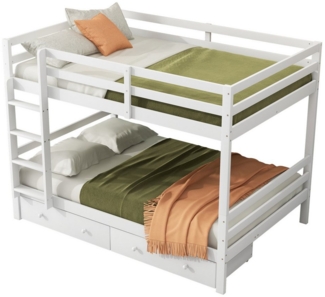 HAUSS SPOLE Etagenbett 140*200cm mit 2 Schubladen, großer Stauraum, Hohe Geländer, Weiß