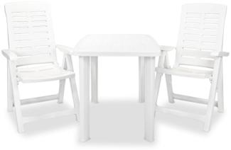 vidaXL 3-tlg. Bistro-Set Kunststoff Weiß 275073