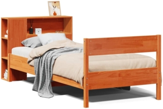 vidaXL Massivholzbett mit Regal ohne Matratze Wachsbraun 100x200 cm 3322965