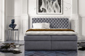 99rooms Alviero Boxspringbett Velours JASMINE Dunkelgrau 160x200 cm