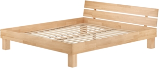 Massivholzbett 200x200 Buche Familienbett Doppelbett wählbares Zubehör V-60.80-20Federleisten