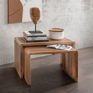 Beistelltisch 2er-Set "Woody" recyceltes Teakholz groß