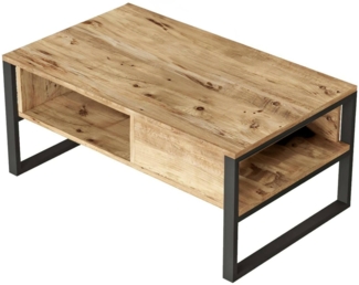 Dmora Wohnzimmertisch Alfonsa, Niedriger Wohnzimmertisch, Kaffeeregal, Couchtisch für Sofa, 100x60h44 cm, Eiche