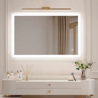 WDWRITTI Schminkspiegel mit beleuchtung 100 cm LED Spiegel 100x70 3Lichtfarben Dimmbar Memory (Spiegel LED Touch Wandschalter, ohne Spiegelleuchte), energiesparender, IP44