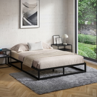 skølm 'Bragi' Bett 140x200 cm, Metall, schwarz, Höhe 25 cm hoch, Doppelbett mit Lattenrost