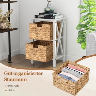 KOMFOTTEU Nachttisch (2-St), mit Seetangkörben & X-förmigen Rahmen