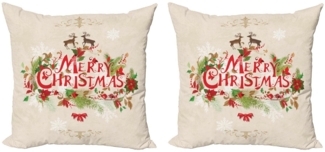 Abakuhaus Kissenbezüge Modern Accent Doppelseitiger Digitaldruck, (2 Stück), Weihnachten Floral Merry Xmas